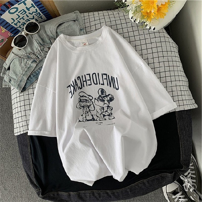 Áo Thun Tay Ngắn Dáng Rộng Phong Cách Hàn Quốc Thời Trang Mùa Hè Cá Tính