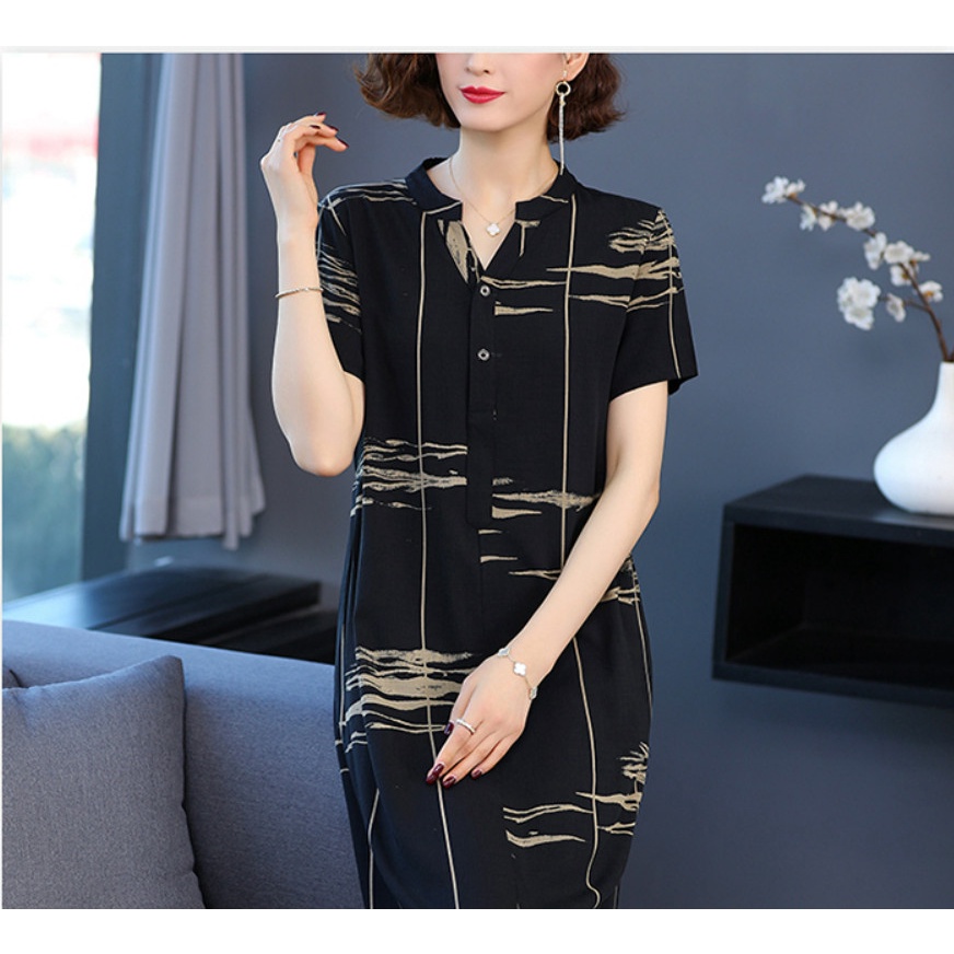 (HÀNG SẴN) Váy Hoa Cotton Mùa Hè Mềm Mát Cho Mẹ VH11 - Hàng Quảng Châu Cao Cấp