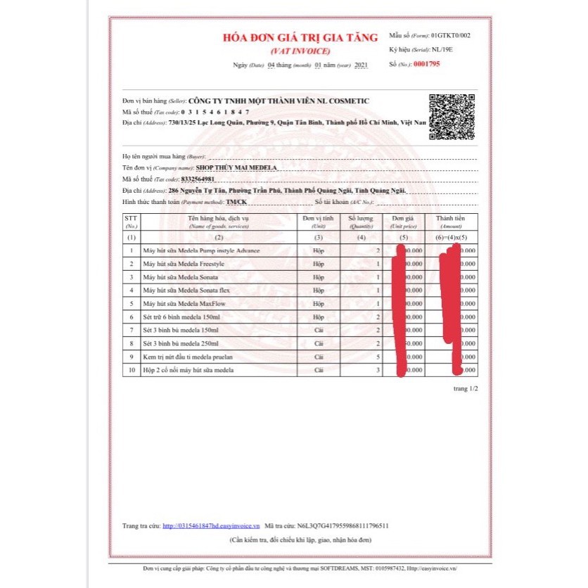 [Auth] Van trắng máy hút sữa Medela