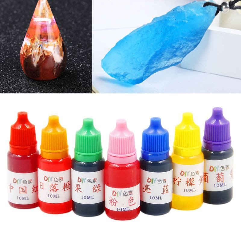 Set 7 thuốc nhuộm màu pha lê bằng nhựa Epoxy 10ml làm trang sức thủ công