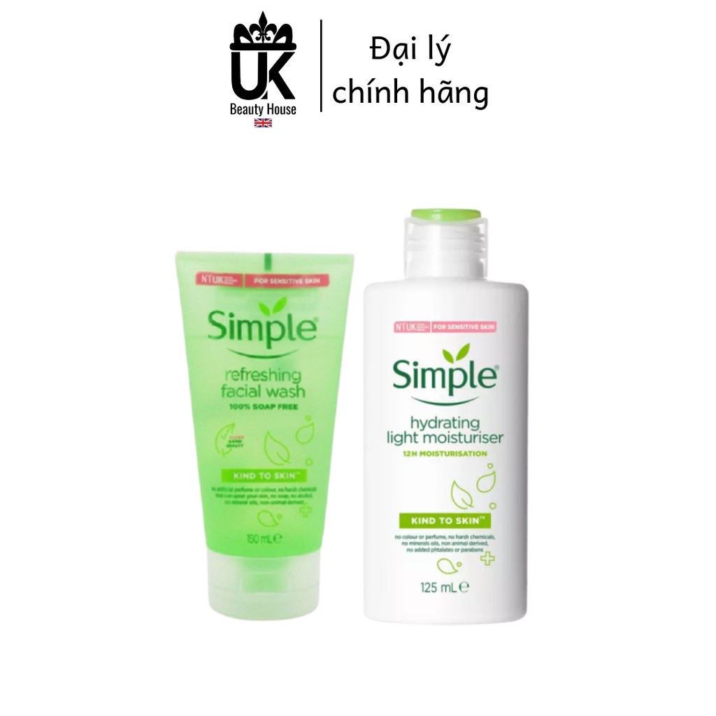 [Mã SKAMPUSH11 giảm 10% đơn 200k] COMBO LÀM SẠCH, DƯỠNG ẨM SÂU SIMPLE (SỮA RỬA MẶT 150ML + KEM DƯỠNG 125ML) | BigBuy360 - bigbuy360.vn