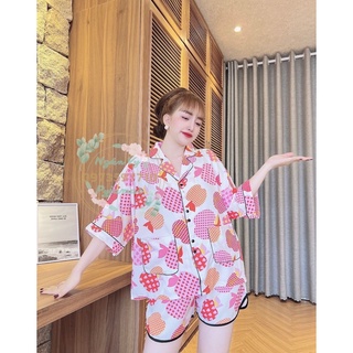 Bộ Lụa Bigsize Cao Cấp Quần Đùi Áo form Cánh Dơi hoạ tiết nổi bật sang trọng