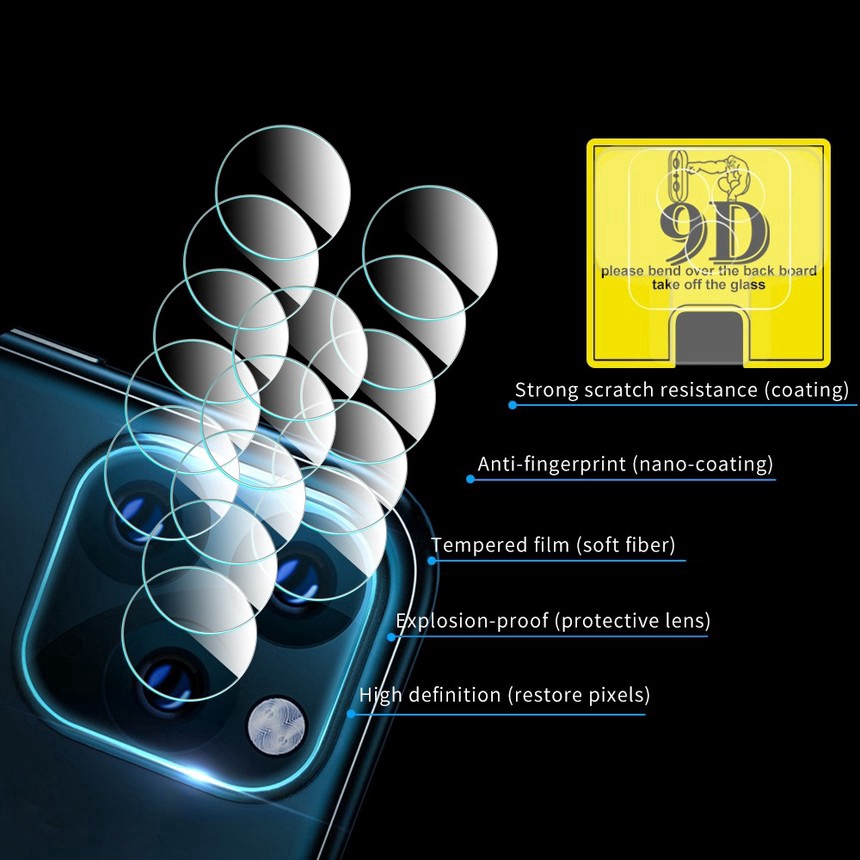 Phim cường lực bảo vệ ống kính camera thích hợp cho iPhone 12 Pro Max 12 Mini SE 2020 Xs Max 11 Pro Max XR X Xs 6 7 8 6s
