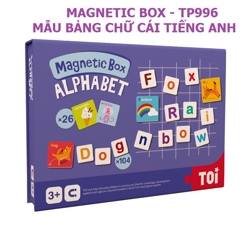 Bảng nam châm từ tính Thẻ học chữ cái tiếng Anh Magnetic Box Alphabet chính hãng TOI - TP996