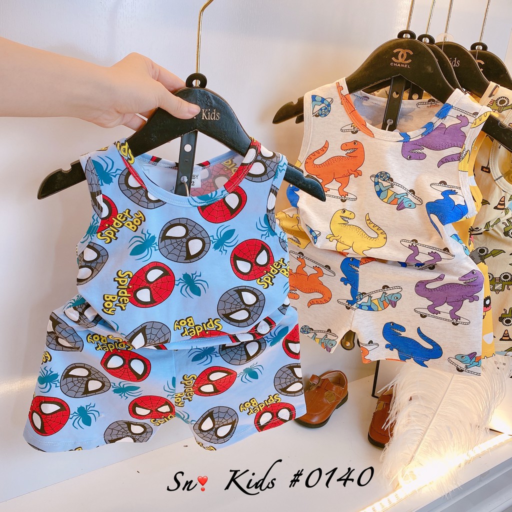 [Mã KIDSEOM giảm 5k đơn bất kỳ] [7 Màu] Bộ Ba Lỗ Cotton In Hình Dễ Thương Cho Bé Namkidshop (V409)