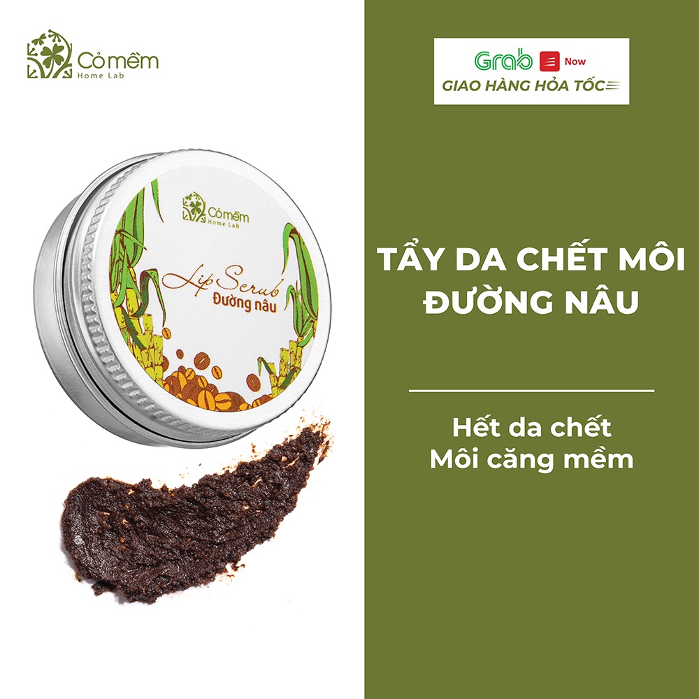 Tẩy Da Chết Môi Thiên Nhiên Từ Cafe Xay Mịn, Dầu Dưỡng - Lip Scrub Đường Nâu Cỏ Mềm 18g - Dưỡng Môi Mềm Mại, Hồng Hào