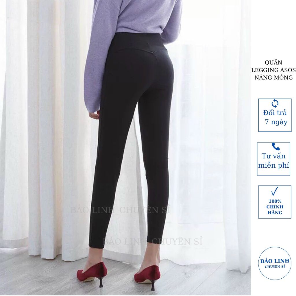 Quần legging asos nâng mông lưng cao thời trang nữ dài kèm túi zip chất liệu cotton