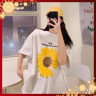 Áo phông🍀freeship🍀aó thun tay lỡ 100% cotton bông hoa cúc hottend 2020
