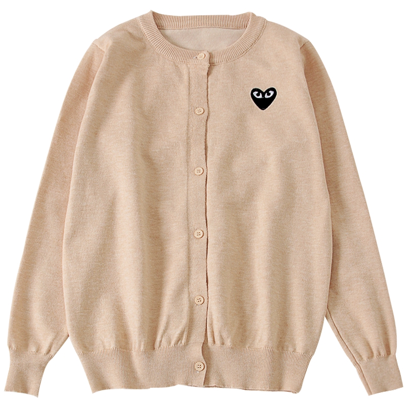 IELGY Áo sweater Mỏng Tay Dài In Hình Trái Tim Màu Đen Dễ Thương Cho Nữ