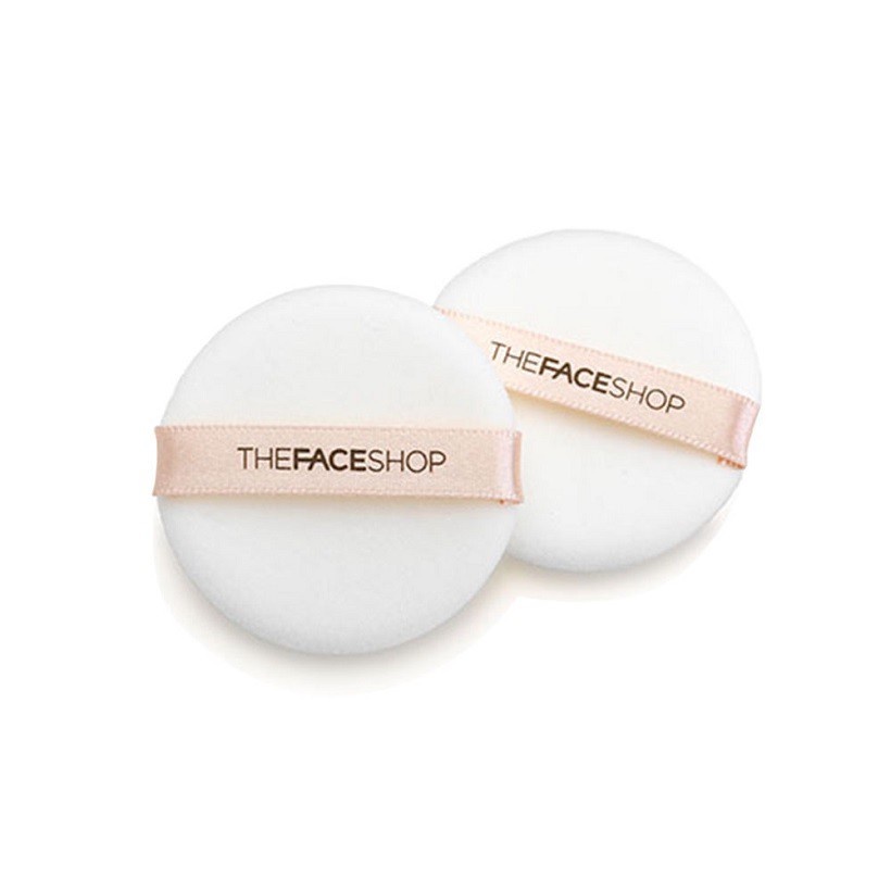Bông Đánh Phấn Phủ TFS Round Flocked Puff The Face Shop Túi 2 Miếng