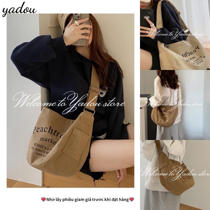 Túi đeo vai YADOU vải canvas sức chứa lớn thời trang trẻ trung màu sắc tùy chọn dành cho nữ