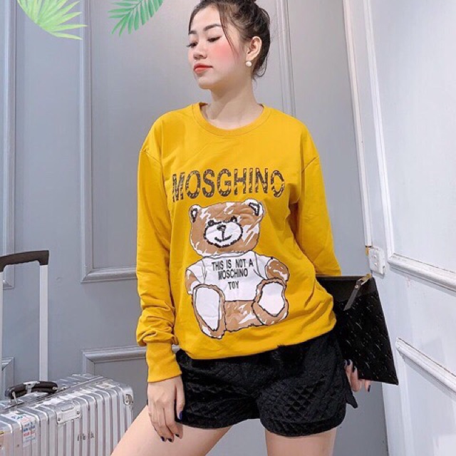 [Mã FASHIONT4WA2 giảm 10K đơn 50K] Áo nỉ dài tay in gấu chất dày dặn