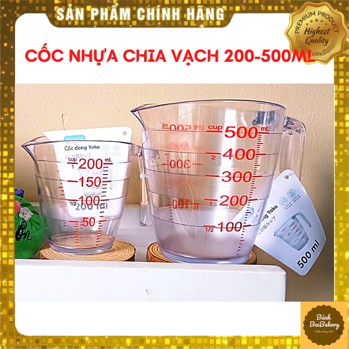 Cốc đong/Ly chia vạch định lượng dung dịch dùng trong nấu ăn pha chế, làm bánh 200ml-500ml