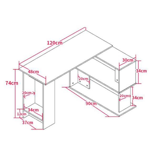 Bàn học gỗ, bàn làm việc kèm giá sách kích thước 120*90*74 (BH-09)