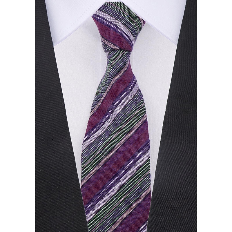 Cà Vạt Cotton Họa Tiết Sọc Thời Trang Cho Nam, Bản 6.5cm