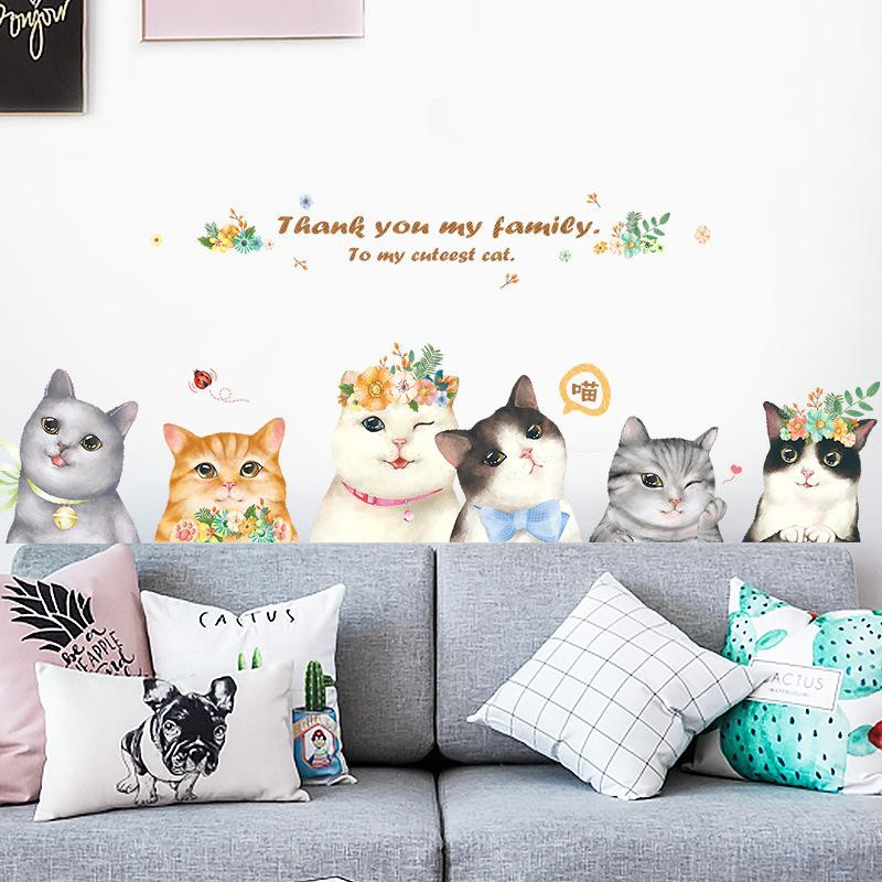 Decal dán tường đàn mèo đáng yêu