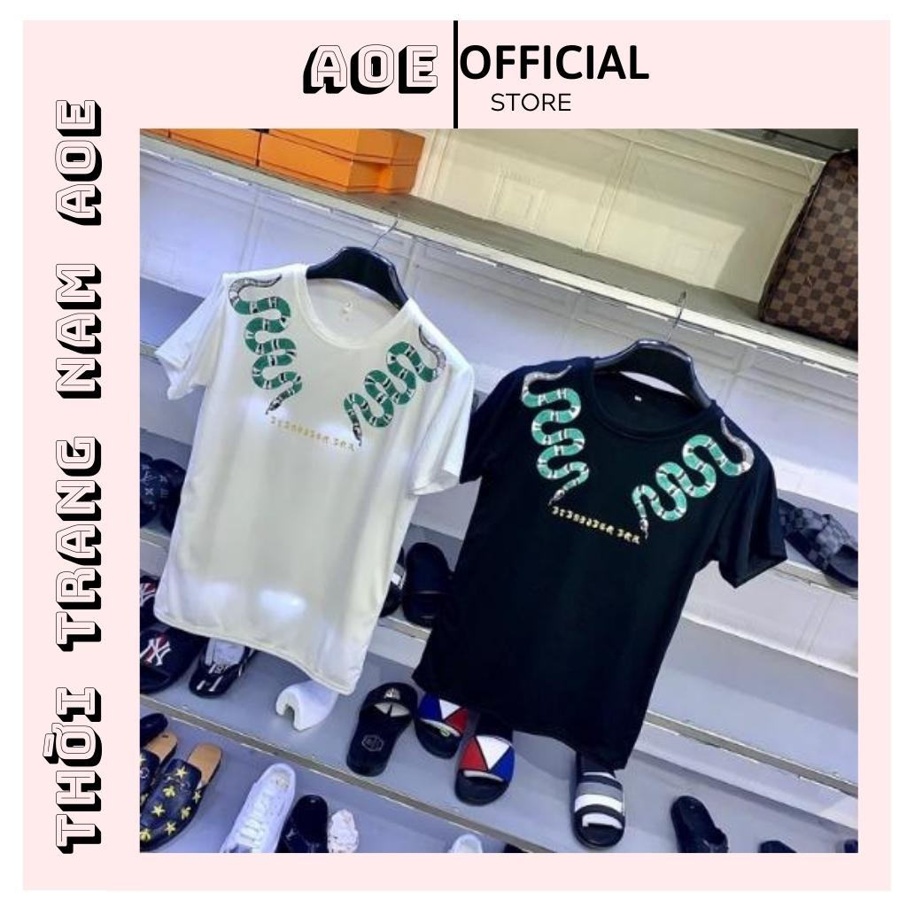 Áo Thun Nam GUCI RẮN Áo Phông Nam Thể Thao Cổ TrònThun Cotton Lạnh Cao Cấp