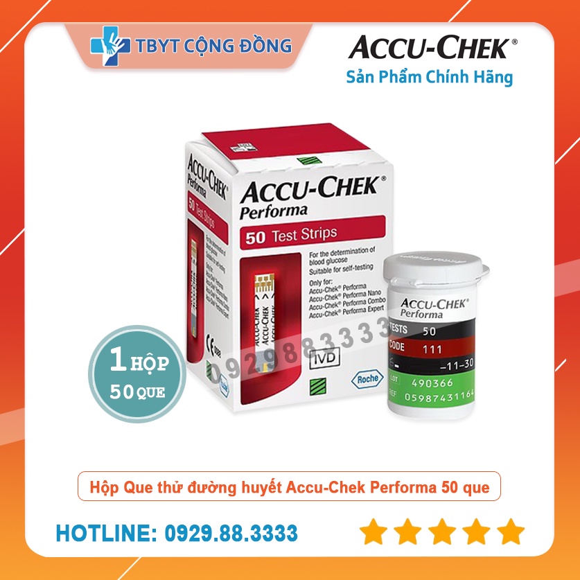 Que thử đường huyết Accu Check Performa 50 que ( TBYT Cộng Đồng )