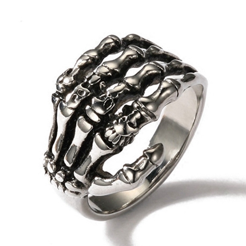 Nhẫn hợp kim họa tiết bàn tay xương phong cách Gothic cá tính