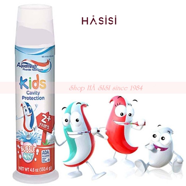 Kem Đánh Răng Cho Bé Trên 2 Tuổi AQUAFRESH KIDS BUBBLE MINT 130g