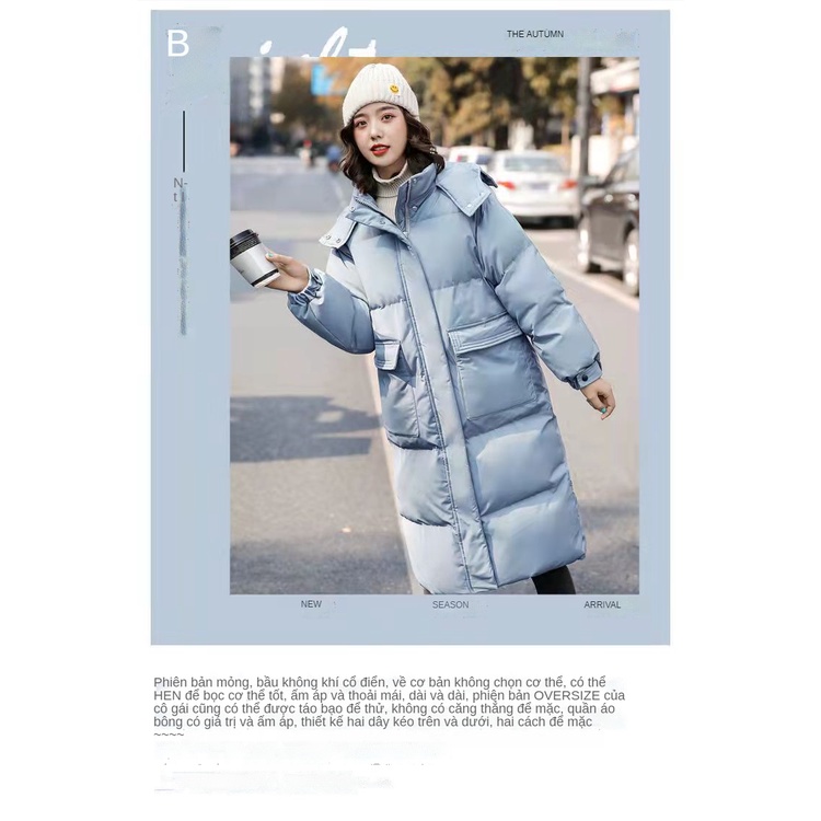 Áo khoác phao cotton dài có đệm bông dày thời trang Hàn Quốc mới cho nữ