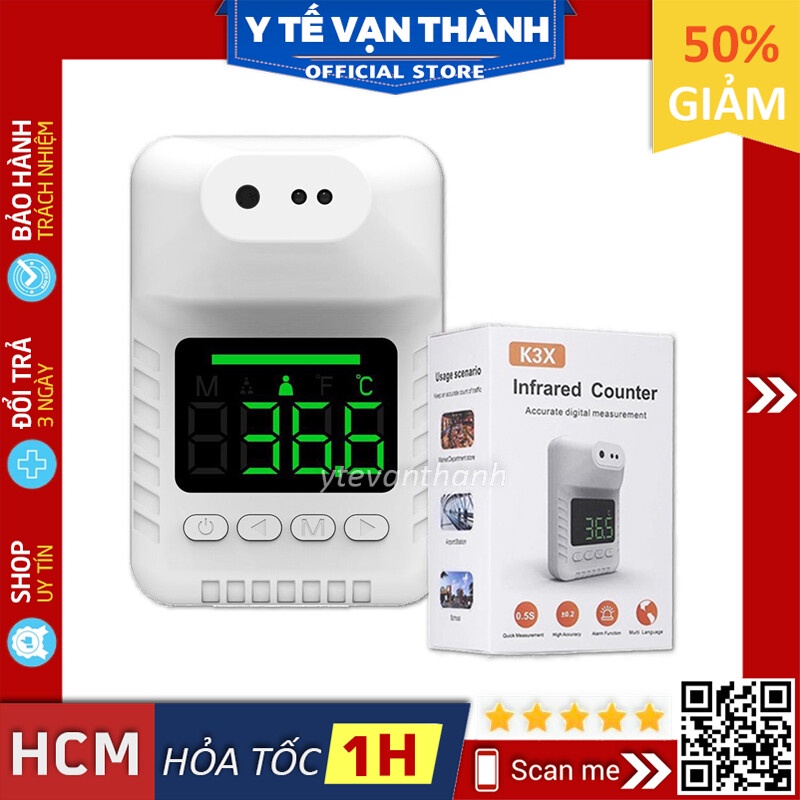 ✅ Nhiệt Kế Hồng Ngoại Gắn Tường- K3X, Đo Nhiệt Độ Tự Động Từ Xa -VT0697