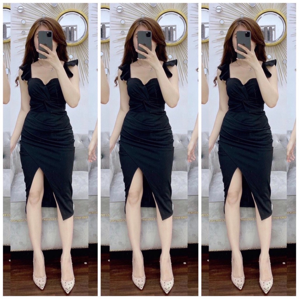 ĐẦM DỰ TIỆC BODY ÔM SÁT NÁCH XOẮN BÈO NGỰC XẺ ĐÙI SANG TRỌNG | BigBuy360 - bigbuy360.vn