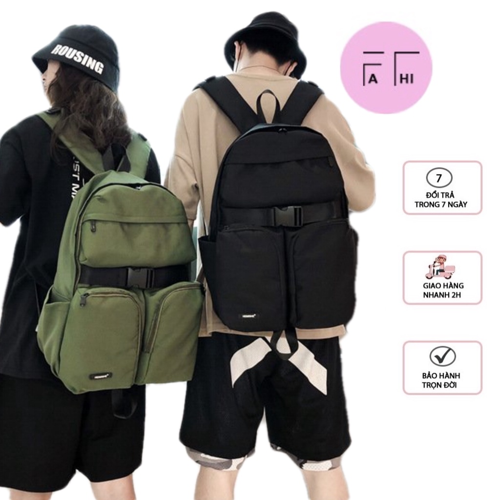 Balo 2 túi cài quai to, đi học, đi chơi, du lịch FT38