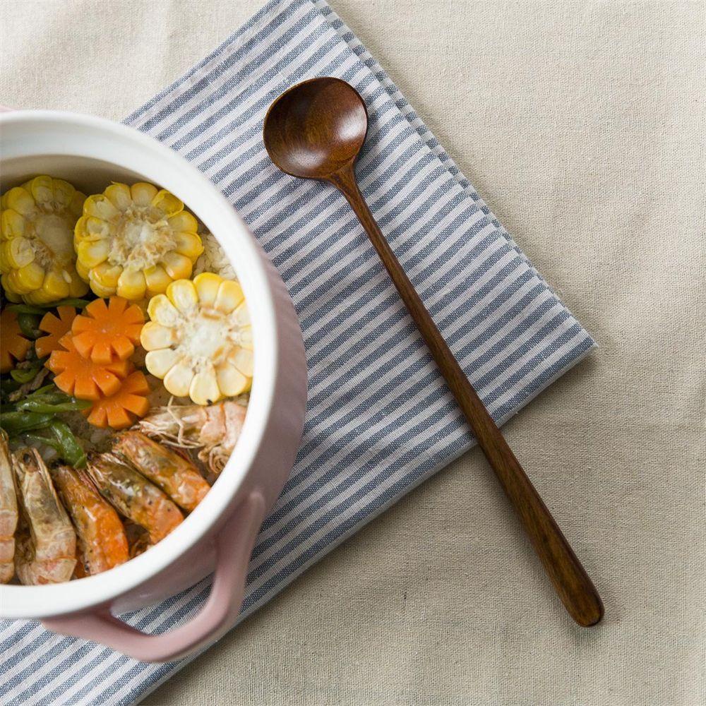 Muỗng Gỗ Tự Nhiên Cán Dài Phong Cách Nhật Bản