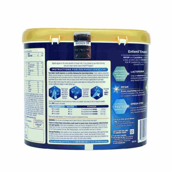 Sữa bột Enfamil Enspire Infant Formula hộp nhựa 581g - Mỹ