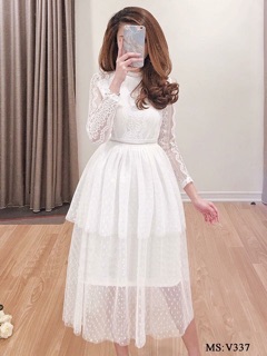 Váy ren trắng tinh khôi hàng cao cấp