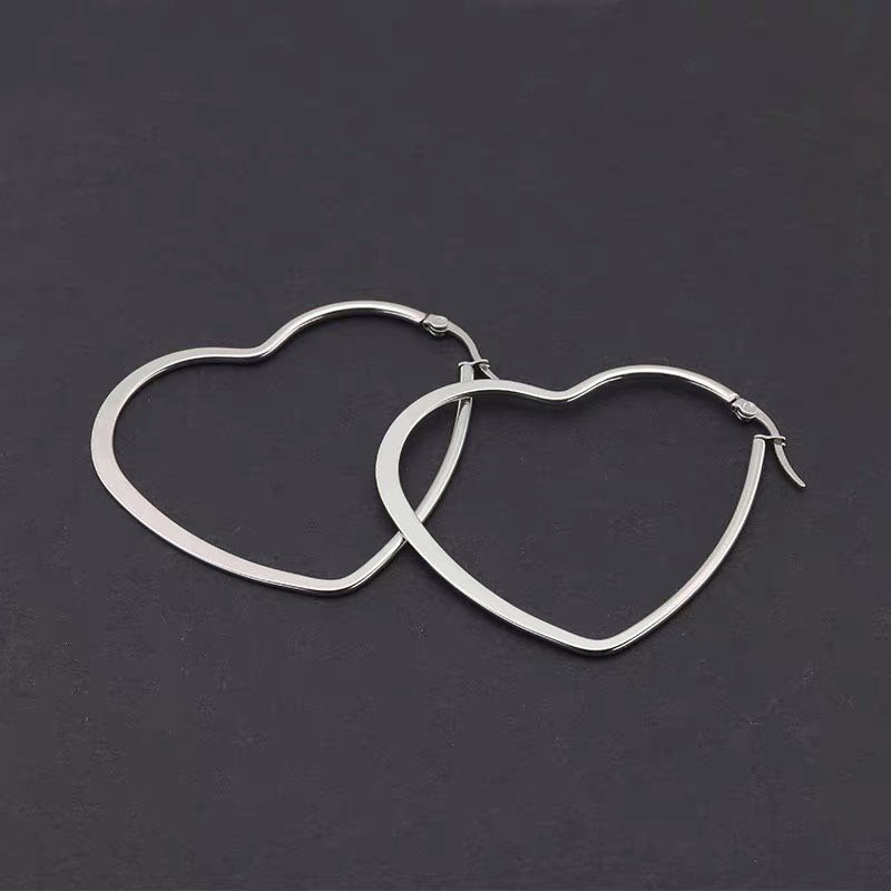 Heart Empty Earrings khuyên tai titan trái tim không gỉ không đen không dị ứng unisex