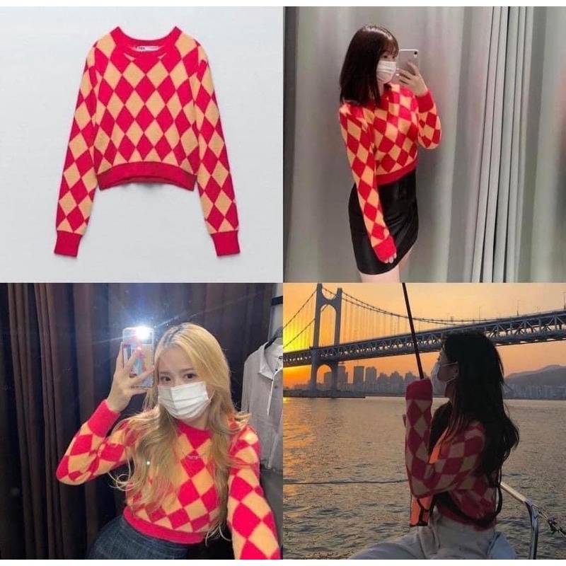 Áo len hoạ tiết phối màu Zara auth new full tag size S M