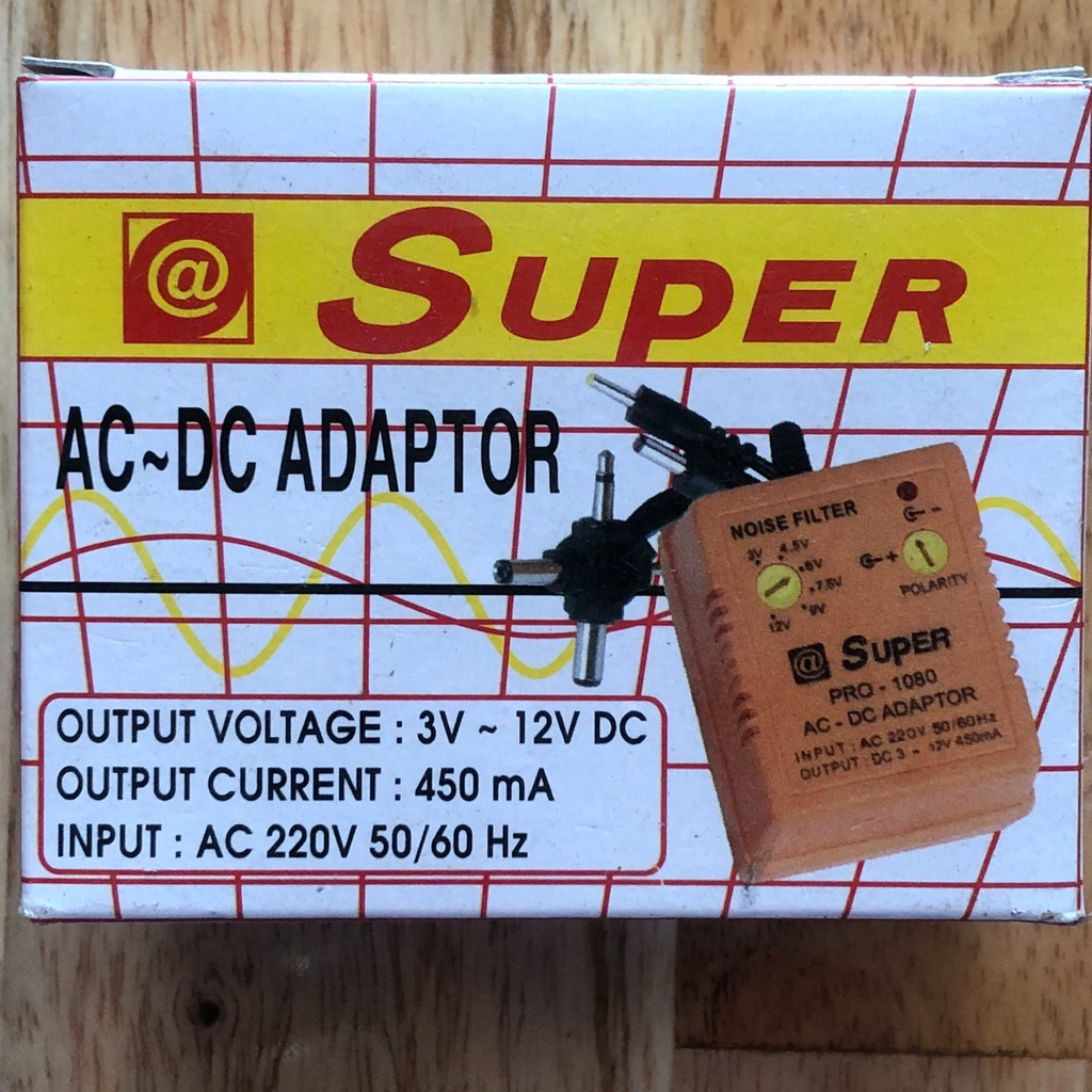 Nguồn Adapter đa năng SUPER 1081 1000MA và 450MA 3-13,5V, 6 đầu ra Đảo cực được