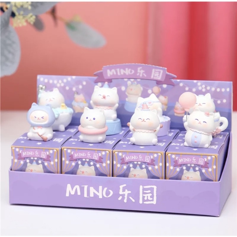 Hộp mù ngẫu nhiên công viên giải trí mèo trắng - Blindbox White Cat Park - mô hình mèo trắng