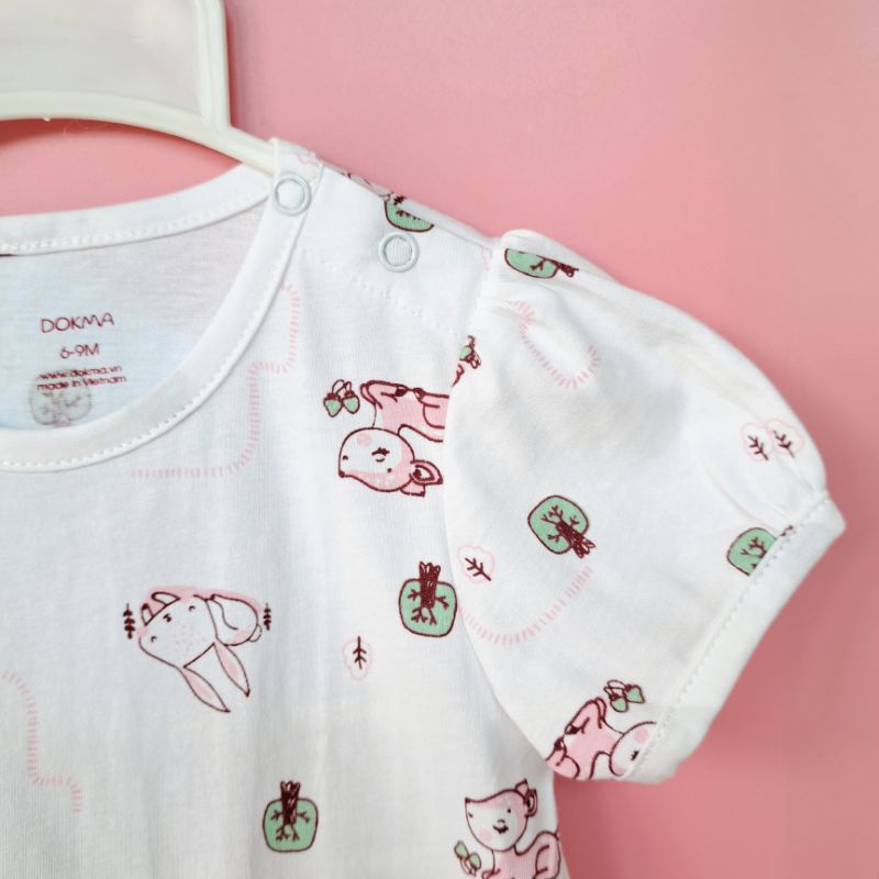 Bộ cộc tay cài vai bé trai bé gái Dokma - chất cotton Mỹ mềm mát, thoáng khí