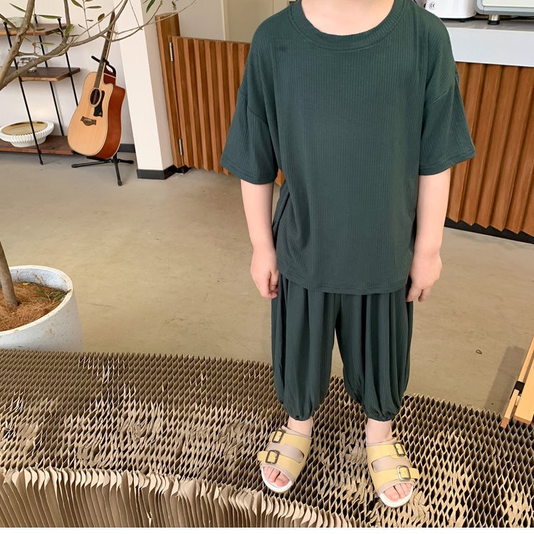 Bộ Đồ Ngủ Ngắn Tay Vải Lụa Mát Thời Trang Mùa Hè Cho Bé