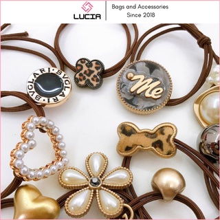 NGẪU NHIÊN Dây buộc tóc trơn dây buộc tóc đính hạt đủ kiểu Lucia Store