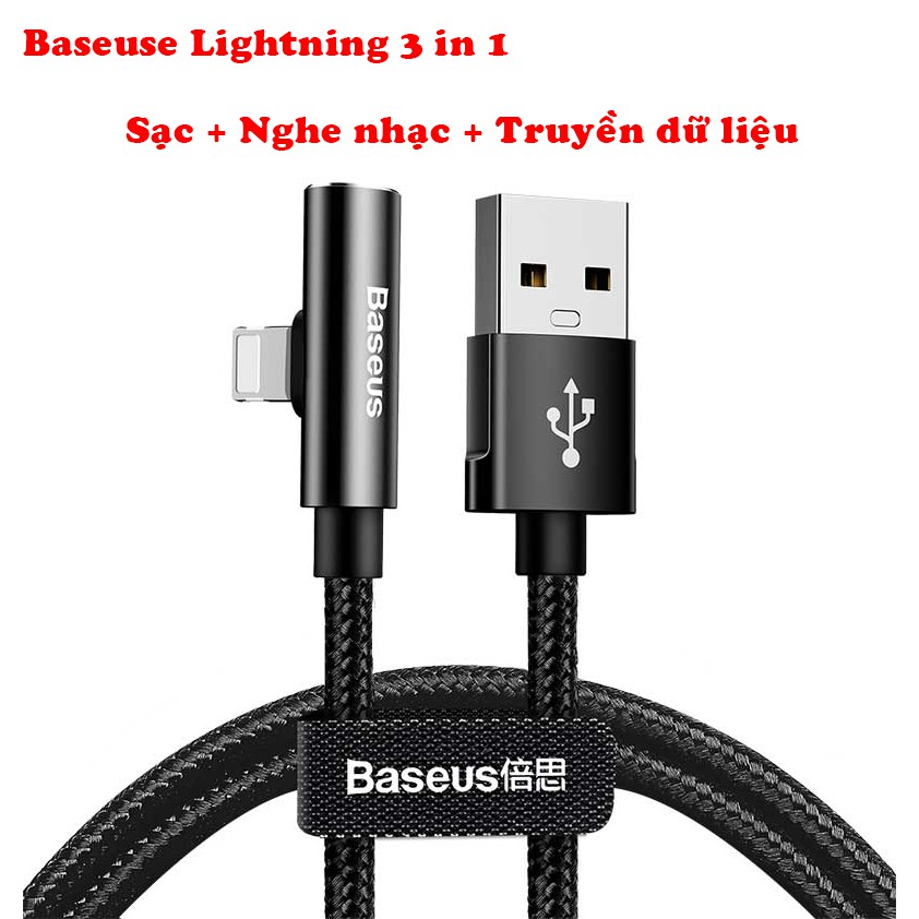 Cáp sạc Baseus Lightnning Entertaining Audio Data Cable hỗ trợ sạc, nghe nhạc và truyền dữ liệu - Chính hãng BH 12 tháng