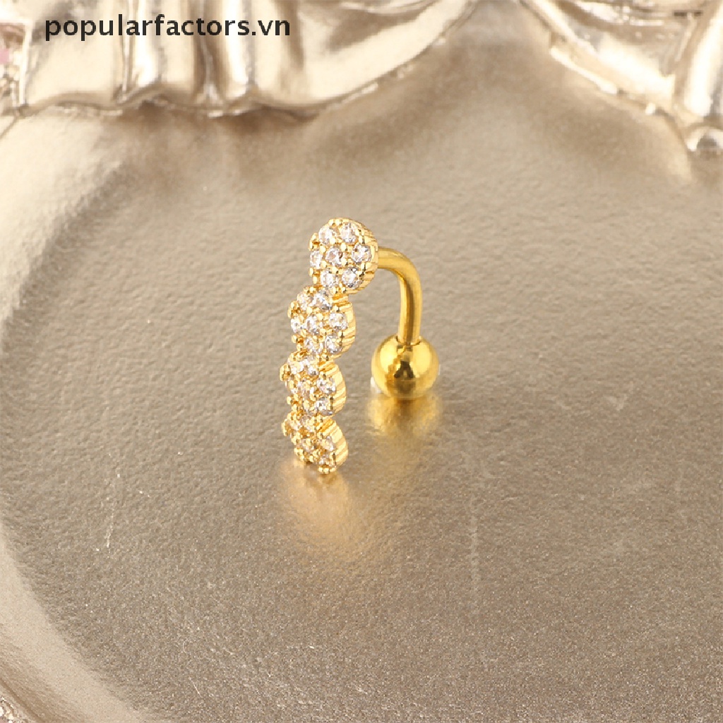 Khuyên Rốn Bằng Thép Không Gỉ Hình Hoa Đính Kim Cương Giả Thời Trang Cho Nữ