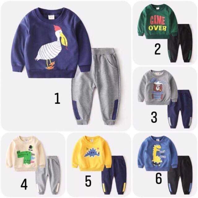 Combo 2 bộ nỉ da cá trẻ em