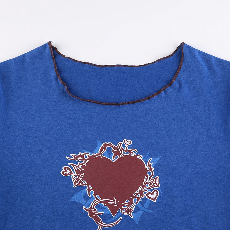 Áo Thun Ngắn Tay Cổ Tròn In Hình Trái Tim Thời Trang Dành Cho Nữ