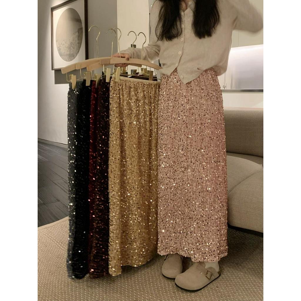 Chân Váy Nhung Lưng Thun Đính Kim Sa Thời Trang 68205 68205