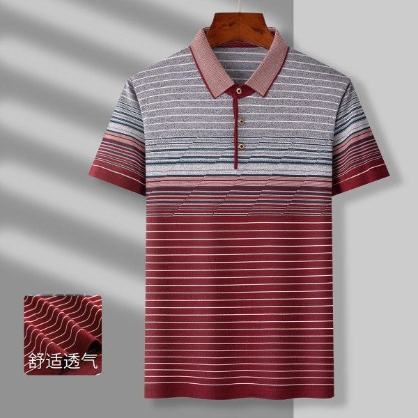 Áo Thun Polo Tay Ngắn Dáng Rộng Chất Lụa Lạnh Cao Cấp Cho Nam Trung Niên