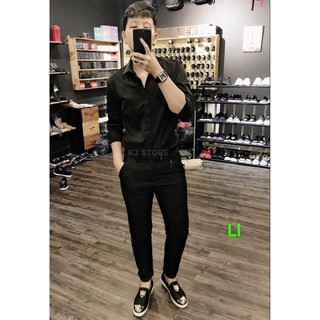Freeship-99k-áo sơ mi lụa dubai đen trơn cao cấp