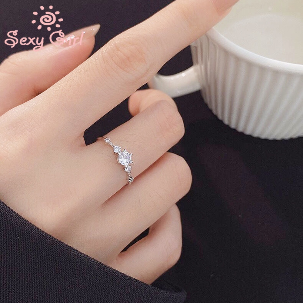 Nhẫn Hở Đính Đá Kim Cương Cổ Điển Thời Trang Có Thể Điều Chỉnh Cho Nữ