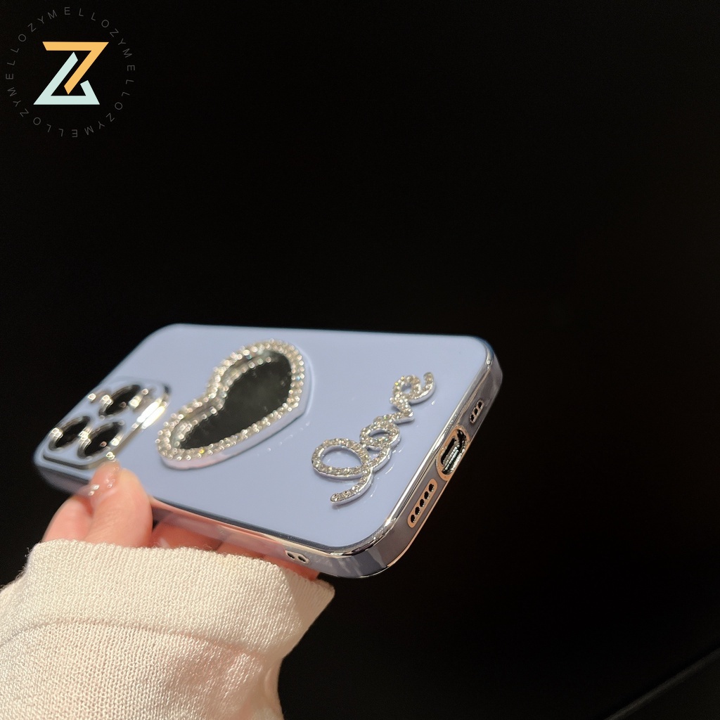 Zymello ốp lưng Realme C35 Realme C11 2021 Realme C21Y C25Y C12 C15 C20 C25 C25S Realme 5 5s 5i 6i C3 Vỏ điện thoại mạ điện gương tình yêu thời trang