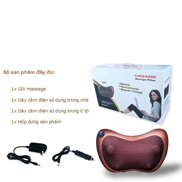 Gối Massage Hồng Ngoại MAGIC Car & Home 8 Bi Cao Cấp, Giảm Đau Mỏi Vai Gáy Cổ Hiểu Quả Cao - Bảo Hành 12 Tháng