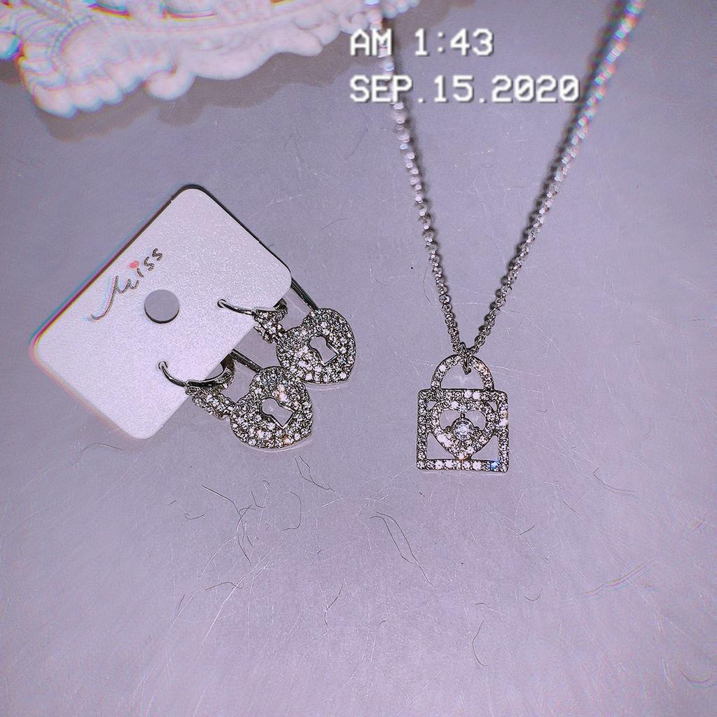 Dây Chuyền Mặt Hình Ổ Khóa Trái Tim 22685 Thời Trang Phong Cách Đơn Giản