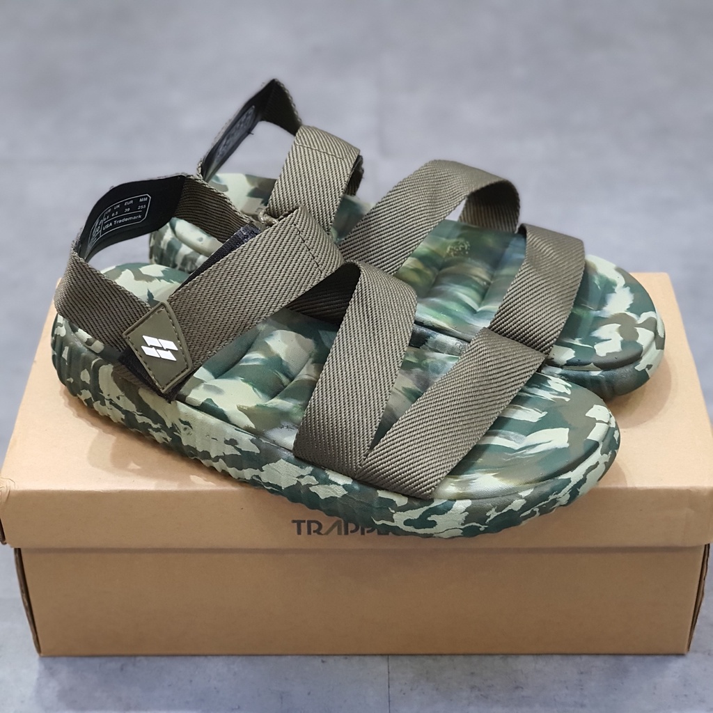 Sandal Saado YZ01 màu xanh rằn ri chất lính Yezi Soldier, Dép quai hậu chính hãng nam nữ đi học nhẹ bền